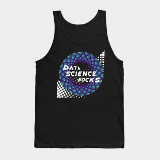 Data Science Rocks | Retro Checkered Flag Racing Logo Blue Green Yellow Tank Top